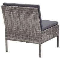 3-delige Loungeset met kussens poly rattan grijs - thumbnail