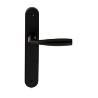 Hardbrass Deurkruk Naxos op ovaal langschild blind - zwart - thumbnail