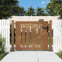 VidaXL Poort met bamboe-ontwerp 105x80 cm cortenstaal - thumbnail