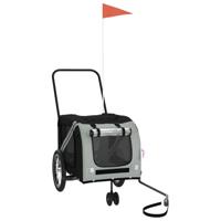 VidaXL Huisdierfietskar grijs en zwart oxford stof en ijzer - thumbnail