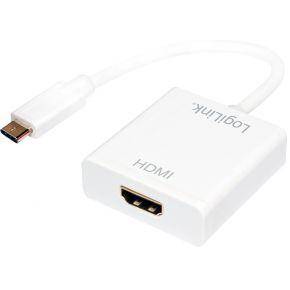 LogiLink UA0236A HDMI Adapter [1x USB 3.2 Gen 2 stekker C (USB 3.1) - 1x HDMI-bus] Wit 14.00 cm