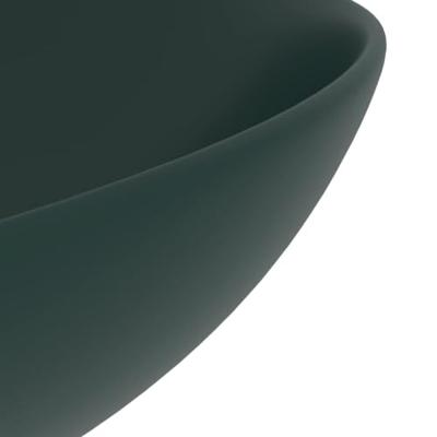 VidaXL Wastafel rond keramiek donkergroen