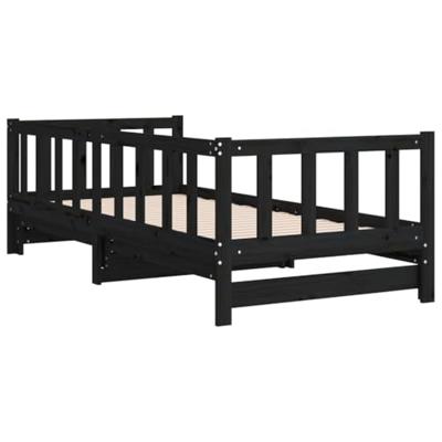 Slaapbank uitschuifbaar massief grenenhout zwart 2x(90x190) cm - thumbnail