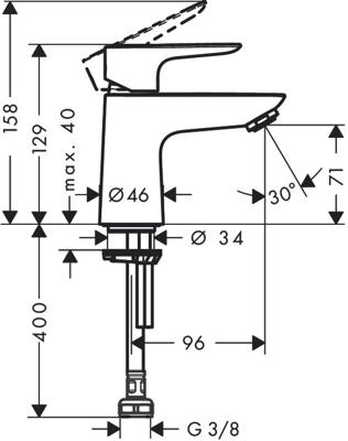 Hansgrohe Talis E toiletkraan 80 chroom 71706000 Hansgrohe Talis E toiletkraan 80 chroom 71706000