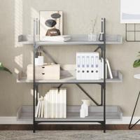 Boekenkast 3-laags 100x33x108,5 cm bewerkt hout grijs sonoma - thumbnail