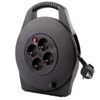 Kabelhaspel BRASQ 4 voudig 15 meter zwart - thumbnail