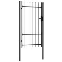 Poort met puntige bovenkant enkel 1x1,75 m staal zwart - thumbnail