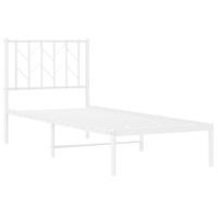 Bedframe met hoofdbord metaal wit 150x200 cm - thumbnail