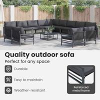 Tuinbankenset met kussen 14 pcs Zwart Staal - thumbnail