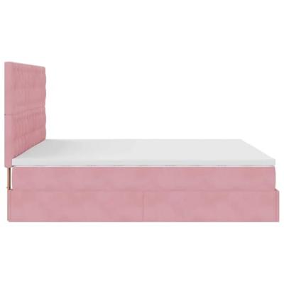 Ottoman bed met matrassen 180x200cm fluweel roze