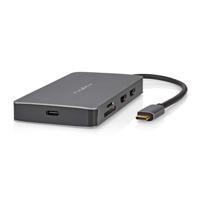 Nedis CCBW64250AT02 Usb Multi-port Adapter Usb 3.2 Gen 1 Usb-c™ Male Micro Sd / Rj45 Female / Sd / Usb-c™ Female / 2x Hdmi™ / 2x Usb-a Female 5 Gbps 0.20 M Rond Verguld Pvc Antraciet Doos - thumbnail