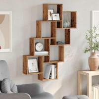 Wandschap kubus 90x15x119,5 cm bewerkt hout oud houtkleurig - thumbnail