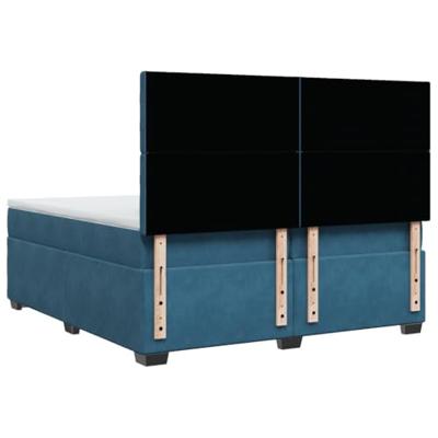 Boxspring met matras fluweel blauw 200x200 cm
