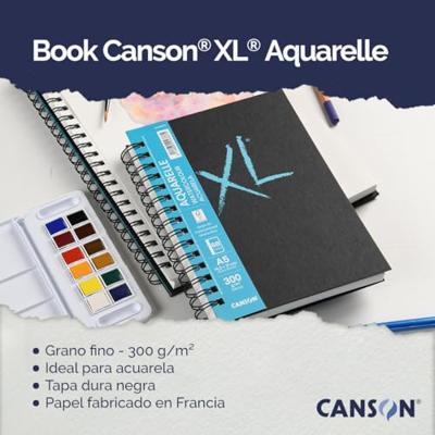 Tekenblok Canson XL Aquarelle 34 Lakens Wit A5 5 Stuks 300 g/m² 148 x 210 mm
