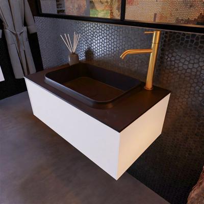 Badkamermeubelset Mondiaz Erin 80 cm met 1 Lade met RIDGE Wastafel Midden Urban met 1 kraangat Greeploos Mat Carrara Badkamermeubelset Mondiaz Erin 80 cm met 1 Lade met RIDGE Wastafel Midden Urban met 1 kraangat Greeploos Mat Carrara