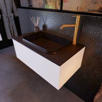 Badkamermeubelset Mondiaz Erin 80 cm met 1 Lade met RIDGE Wastafel Midden Urban met 1 kraangat Greeploos Mat Carrara - thumbnail