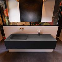 Badkamermeubelset Mondiaz Erin 150 cm met 1 Lade met RIDGE Wastafel Links Dark grey Zonder Kraangaten Greeploos Mat Urban - thumbnail