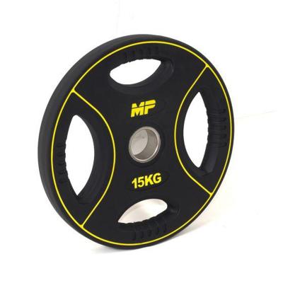 Muscle Power 50mm PU halterschijf 4 grip 15 kg Muscle Power 50mm PU halterschijf 4 grip 15 kg