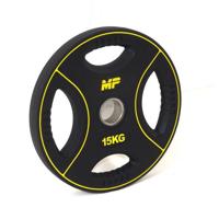 Muscle Power 50mm PU halterschijf 4 grip 15 kg - thumbnail
