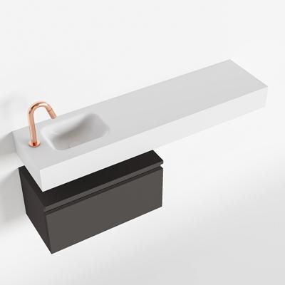 MONDIAZ ANDOR 60cm toiletmeubel dark grey. LEX 120cm wastafel talc links 1 kraangat