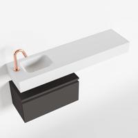 MONDIAZ ANDOR 60cm toiletmeubel dark grey. LEX 120cm wastafel talc links 1 kraangat - thumbnail