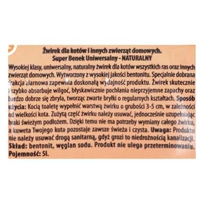 SUPER BENEK UNIVERSAL Kattenbakvulling Bentoniet grit Natuurlijk 5 l