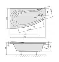 Ligbad Polysan Astra 160x75x60 cm Asymmetrisch Rechts Wit Polysan - thumbnail