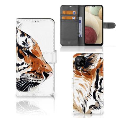 Hoesje Samsung Galaxy A12 Watercolor Tiger | Portemonnee hoesje