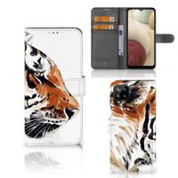Hoesje Samsung Galaxy A12 Watercolor Tiger | Portemonnee hoesje - thumbnail