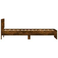 Bedframe met hoofdeinde bewerkt hout gerookt eiken 90x200 cm - thumbnail