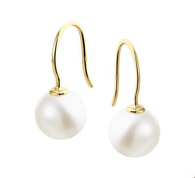 TFT Oorhangers Parel 8 Mm Geelgoud Glanzend