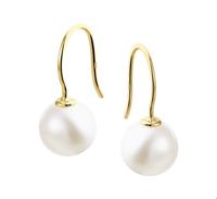 TFT Oorhangers Parel 8 Mm Geelgoud Glanzend - thumbnail