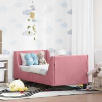 Peuterbedframe met hoofdbord Roze 70 x 140 cm Fluweel - thumbnail