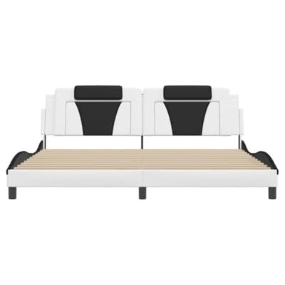 Bedframe met LED-verlichting kunstleer wit en zwart 200x200 cm