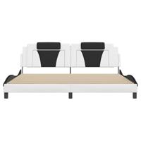 Bedframe met LED-verlichting kunstleer wit en zwart 200x200 cm - thumbnail