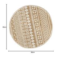 Vloerkleed handgemaakt met witte print 90 cm jute - thumbnail