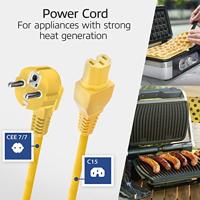 ACT Netsnoer CEE 7/7 male (haaks) - C15 geel 2 m - thumbnail