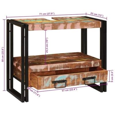 Wastafelonderkast met lade met plank Massief Gerecycled Hout, Ijzer Wastafelonderkast met lade met plank Massief Gerecycled Hout, Ijzer