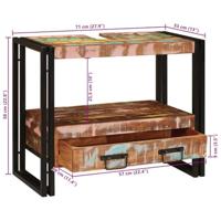 Wastafelonderkast met lade met plank Massief Gerecycled Hout, Ijzer - thumbnail