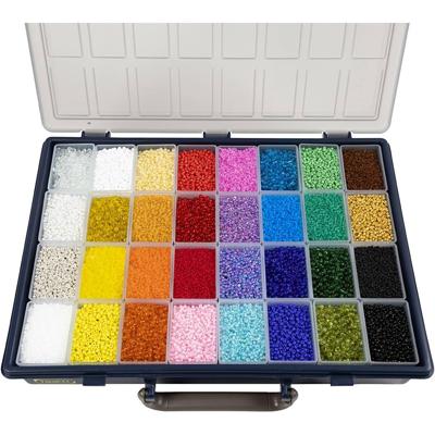 Creativ Company Rocailles, d 1,7+3+4 mm, afm 6/0+8/0+12/0, gatgrootte 0,5-1,2 mm, kleuren kan variëren , 32x100 gr/ 1 doos