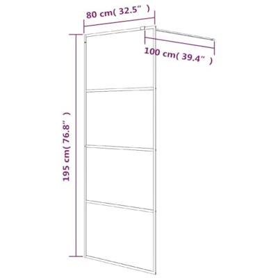 Inloopdouchewand 80x195 cm mat ESG-glas zwart - thumbnail