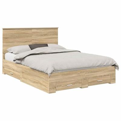 Bedframe met hoofdeinde Sonoma Eiken 140 x 200 cm Bewerkt hout