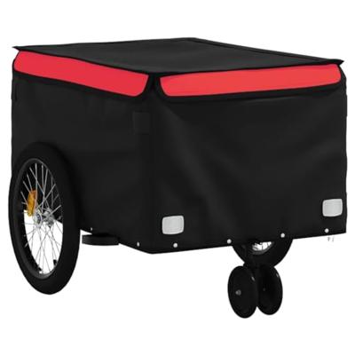 VidaXL Fietstrailer 30 kg ijzer zwart en rood - thumbnail