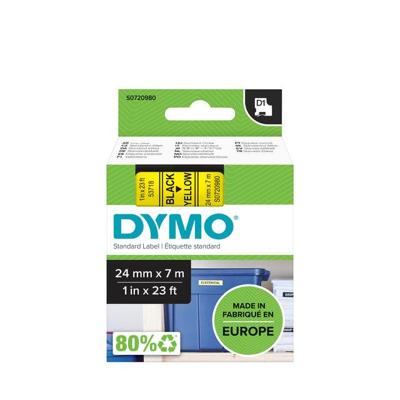 Labeltape Dymo LabelManager D1 polyester 24mm zwart op geel | 5 stuks
