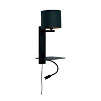 its about RoMi Wandlamp 'Florence' Met stoffen kap en leeslamp, kleur Zwart - thumbnail