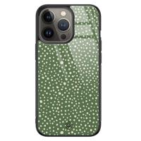 iPhone 13 Pro glazen hardcase - Green dots - thumbnail