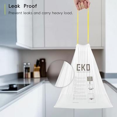 Eko vuilniszakken met trekbandsluiting, 25-35 liter, wit, 1 rol, 12 zakken - thumbnail