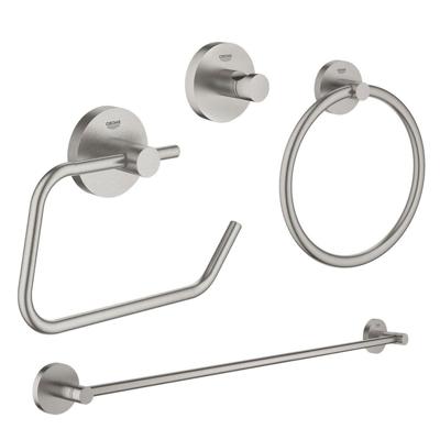 GROHE Essentials accessoireset 4-delig met handdoekring, handdoekhouder, handdoekhaak en toiletrolhouder zonder klep super steel sw97633/sw97637/sw97640/sw97648/ GROHE Essentials accessoireset 4-delig met handdoekring, handdoekhouder, handdoekhaak en toiletrolhouder zonder klep super steel sw97633/sw97637/sw97640/sw97648/
