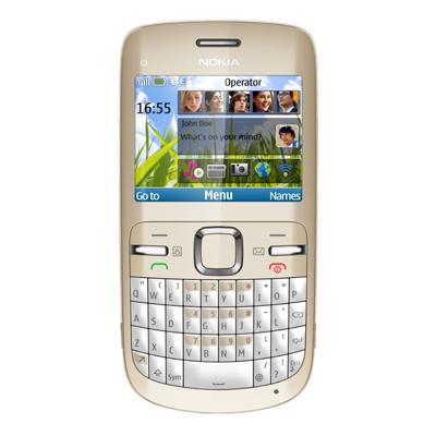 Nokia C3 Smartphone (6,1 cm (2,4 inch) display, Bluetooth, 2 megapixel camera, QWERTZ-toetsenbord) goud/wit