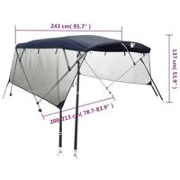 VidaXL Biminitop 4 bogen met mesh zijwanden 243x(200-213)x137 cm - thumbnail